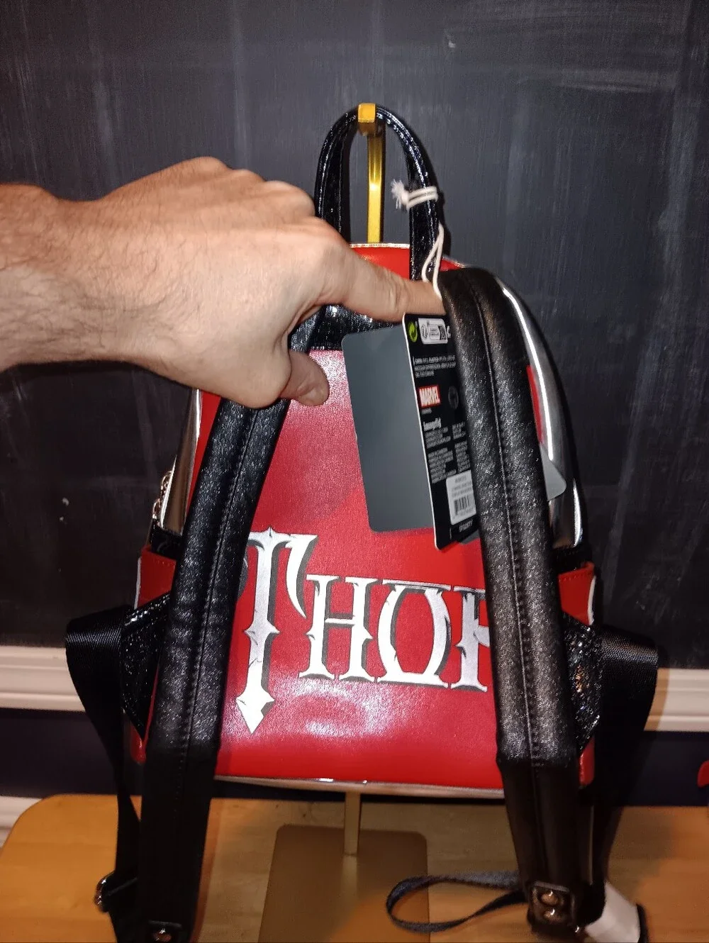 Loungefly Marvel Black Red Gold Mini Backpack Thor